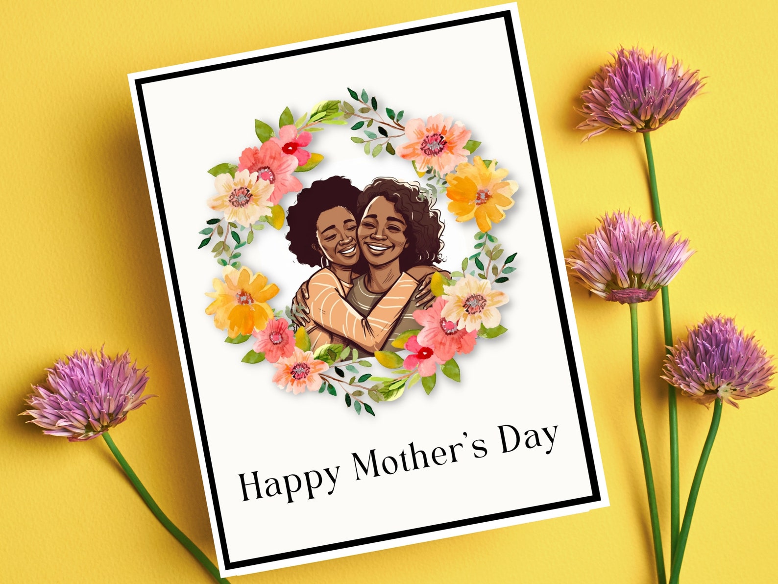 African American Mother's Day Card, Mother Daughter Hug - Etsy
