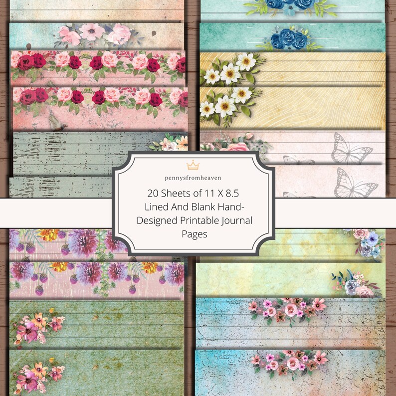 Lined and Blank Junk Journal Pages, Printable Paper, Book, Digital Kit ...