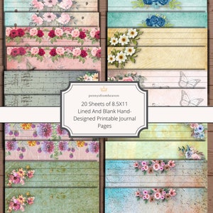 Lined and Blank Junk Journal Pages, Printable Paper, Book, Digital Kit ...