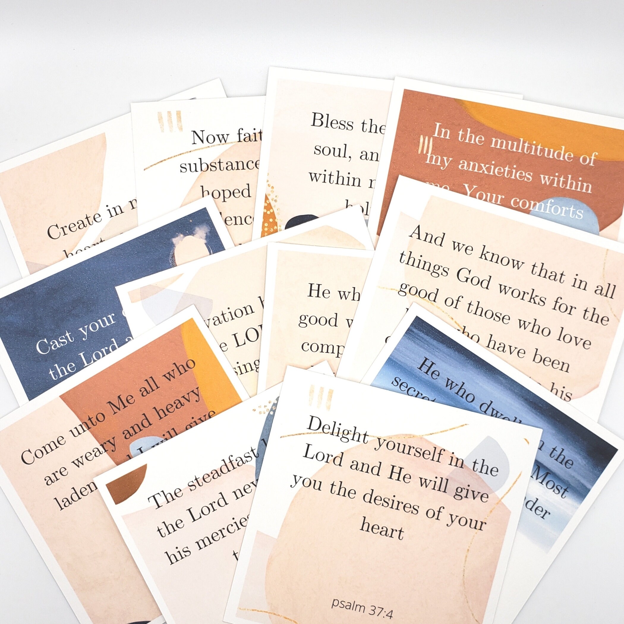 Scripture Memory Card Set With Wooden Display Stand, Abstract Blue ...