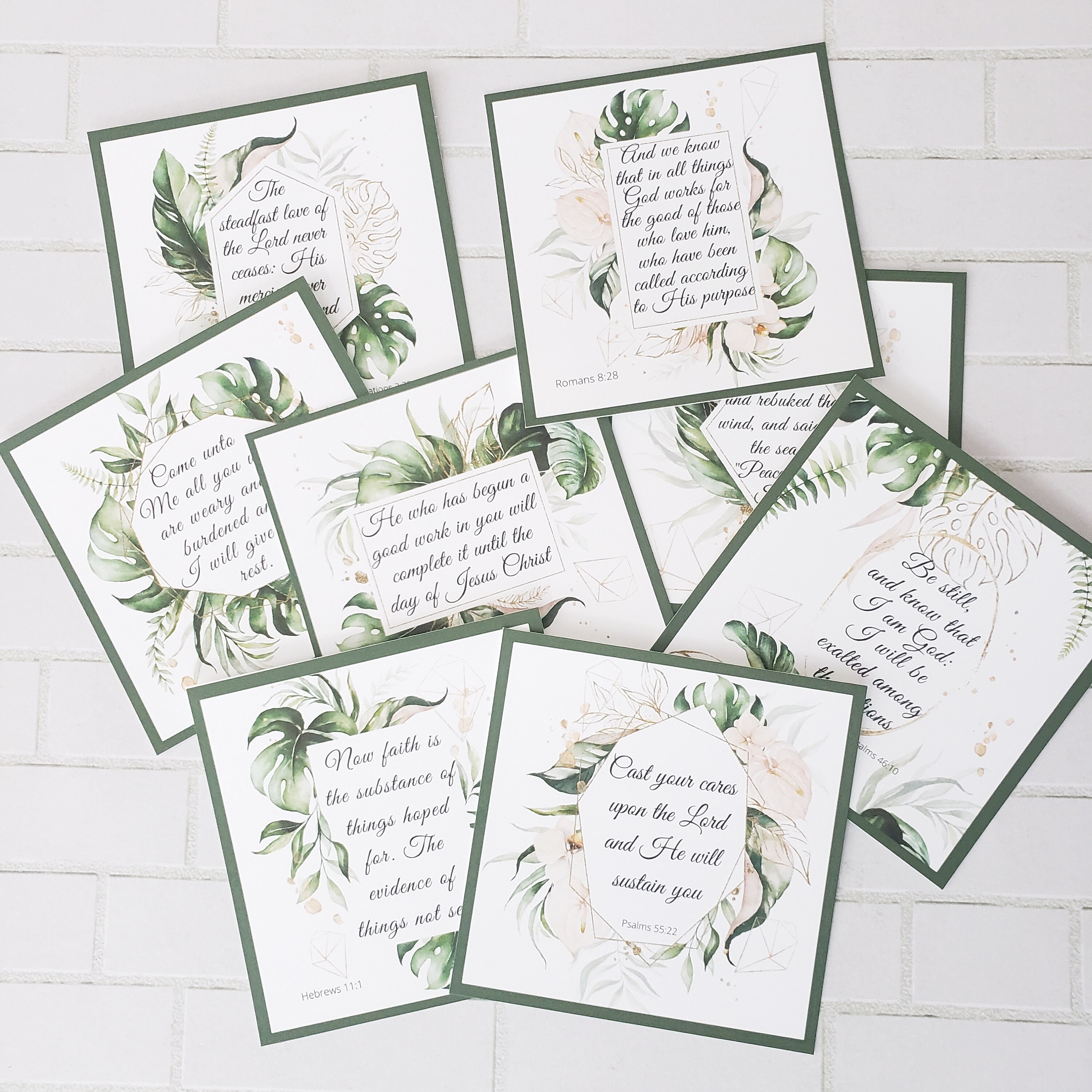 Scripture Memory Cards Set With Wooden Display Stand, Faith Postcards ...