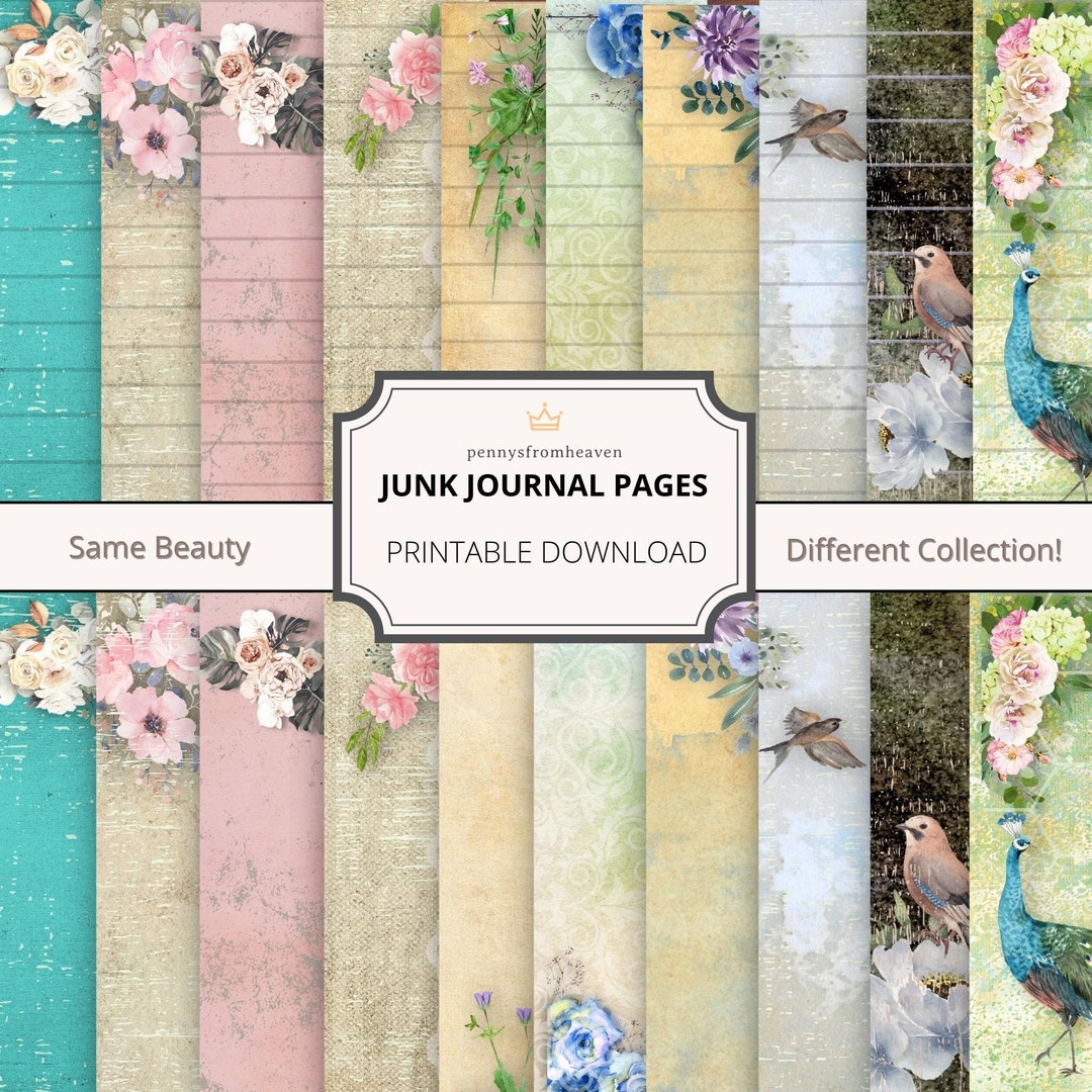 Lined and Blank Junk Journal Pages, Printable Paper, Book, Digital Kit ...