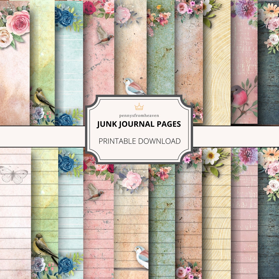 Lined and Blank Junk Journal Pages, Printable Paper, Book, Digital Kit ...