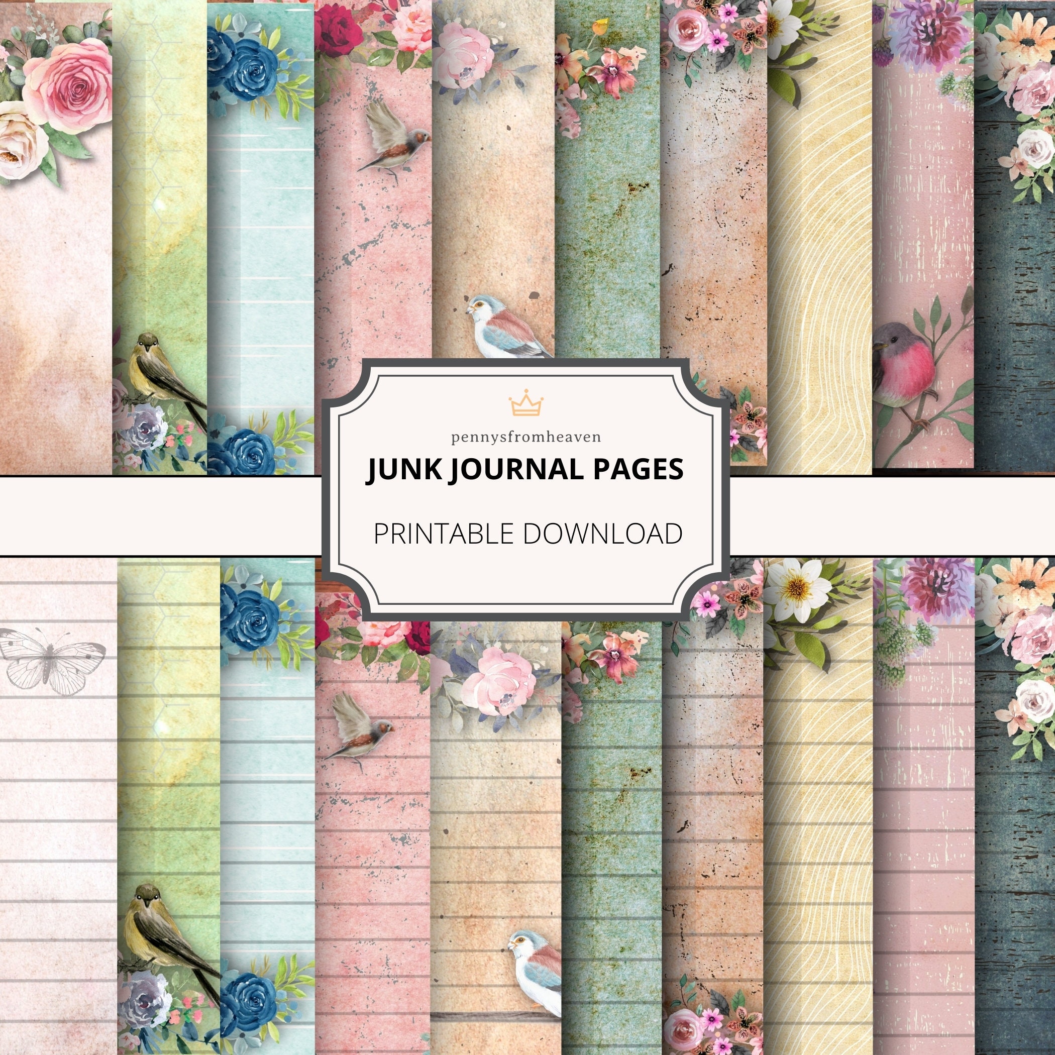 Lined and Blank Junk Journal Pages, Printable Paper, Book, Digital Kit ...