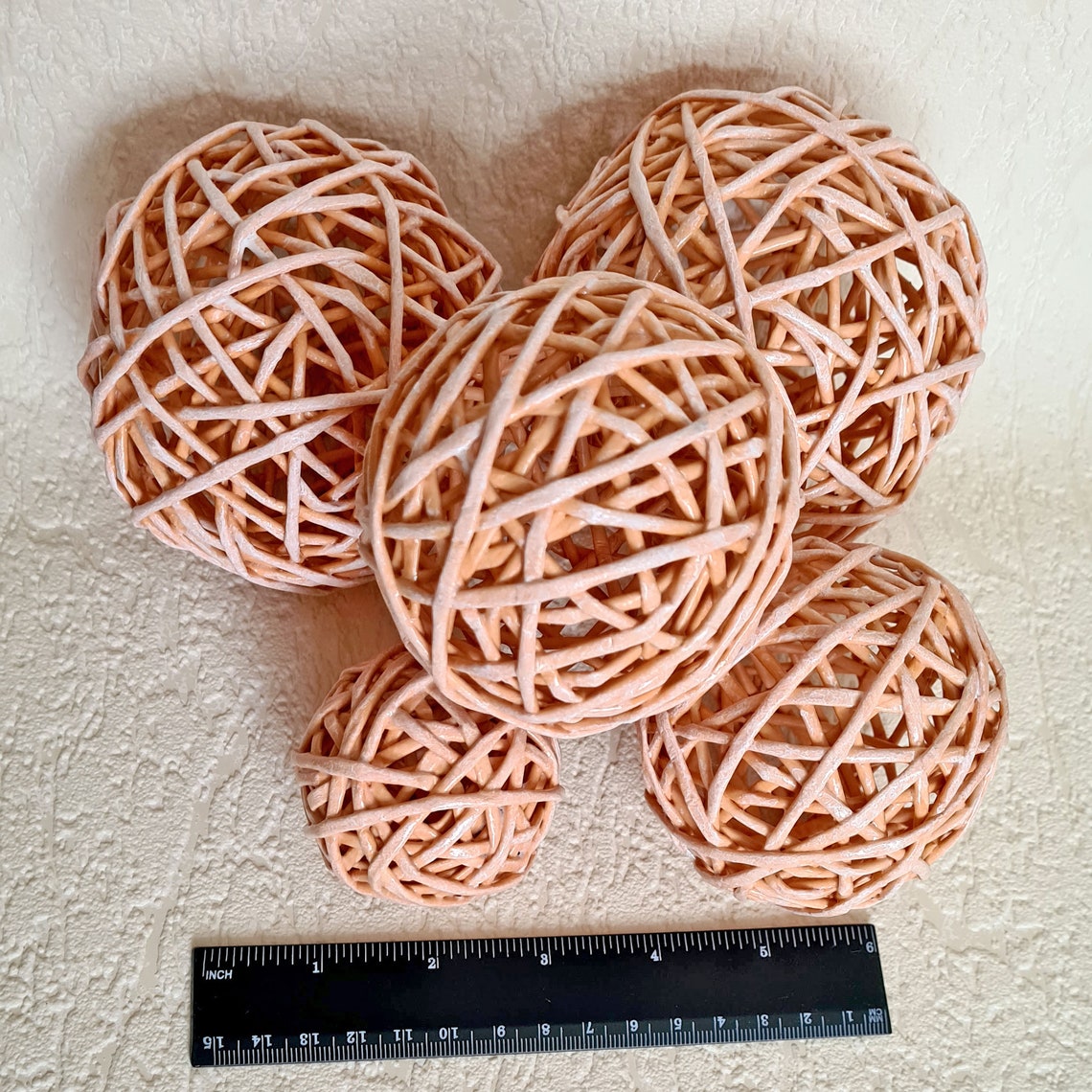 Wicker Decorative Balls Bowl fillers orbs 5 ps Etsy