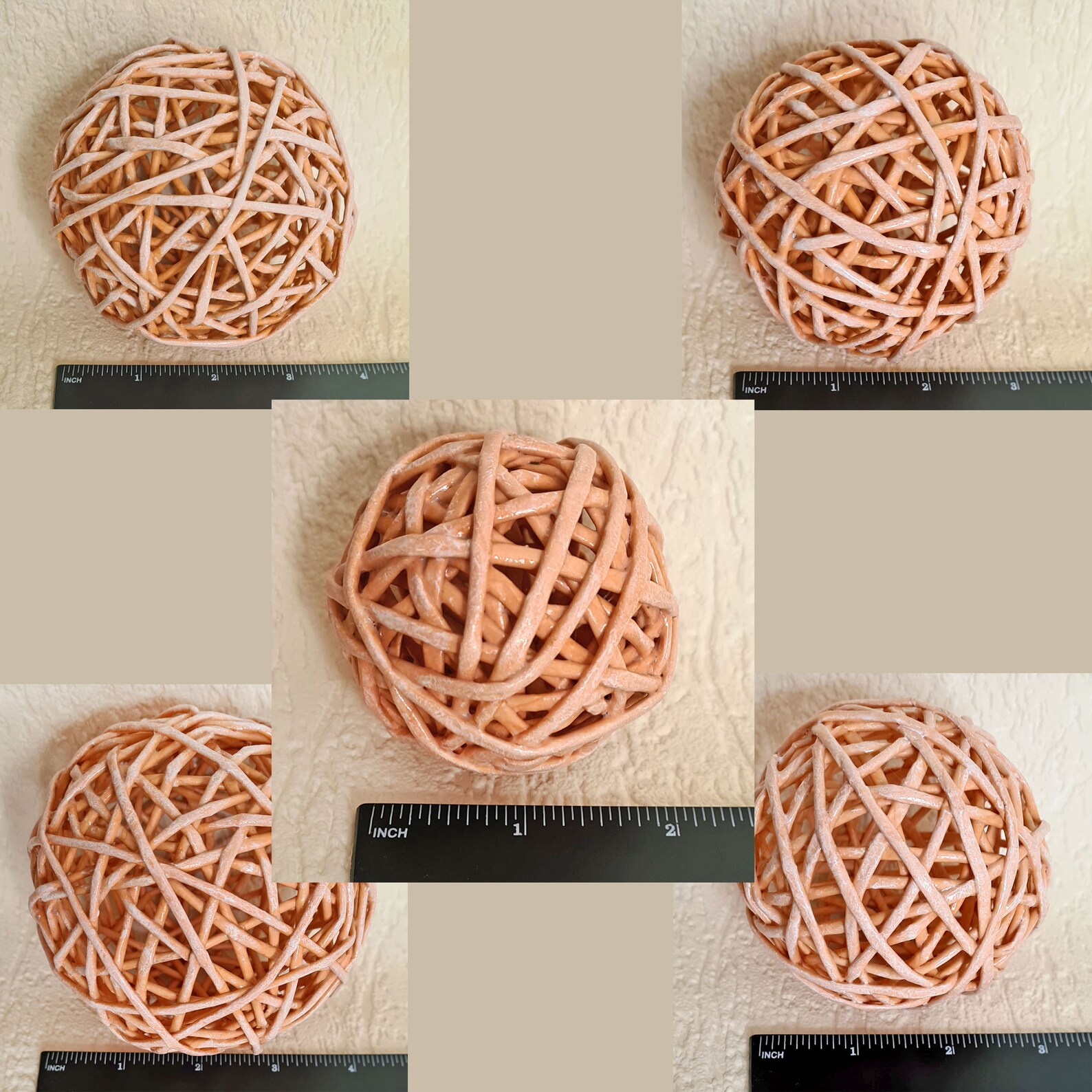 Wicker Decorative Balls Bowl fillers orbs 5 ps Etsy