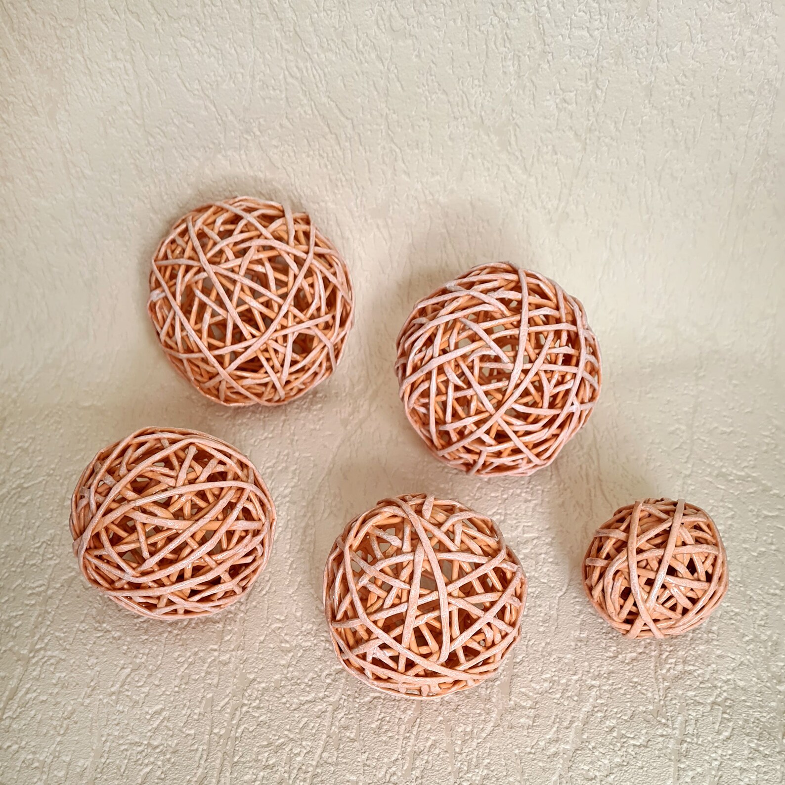 Wicker Decorative Balls Bowl fillers orbs 5 ps Etsy