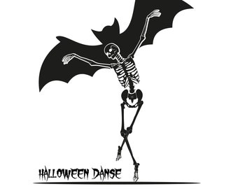 Halloween. Esqueleto Dançante. Bailarina. Adesivo. SVG PNG EPS - Arquivos de Corte Cricut de Halloween (Download Digital)