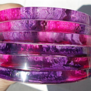 Set de 6 sous-verres rose et mauve en résine cristal resin petri dish coaster image 10