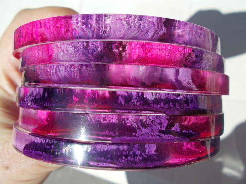 Set de 6 sous-verres rose et mauve en résine cristal resin petri dish coaster image 10