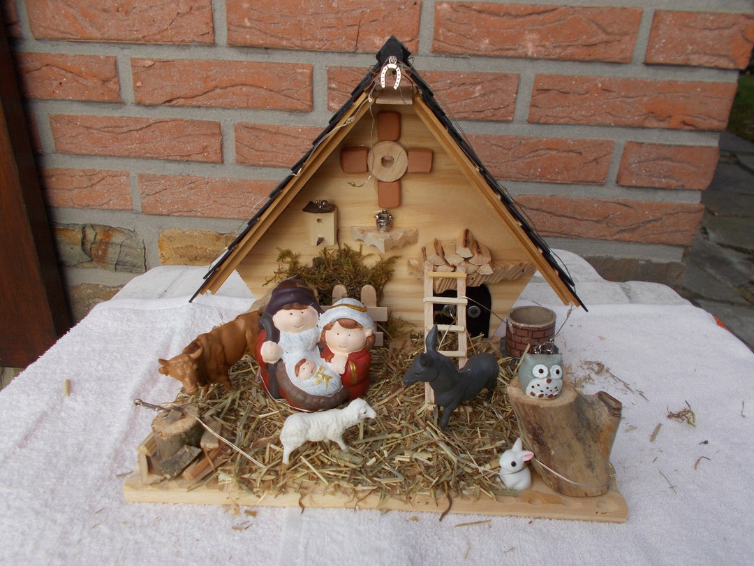 Crèche de Noël artisanale en bois F33 - Etsy France