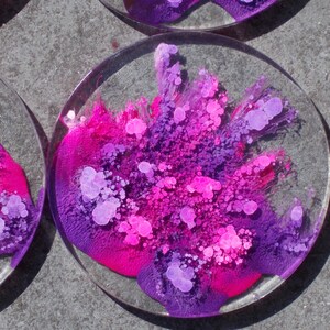 Set de 6 sous-verres rose et mauve en résine cristal resin petri dish coaster image 8