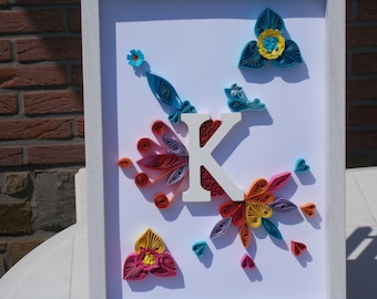 Cadre alphabet en quilling: Lettre K