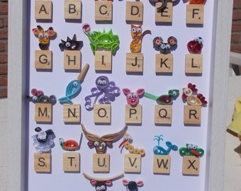 Cadre alphabet en quilling: L'alphabet des animaux version anglaise