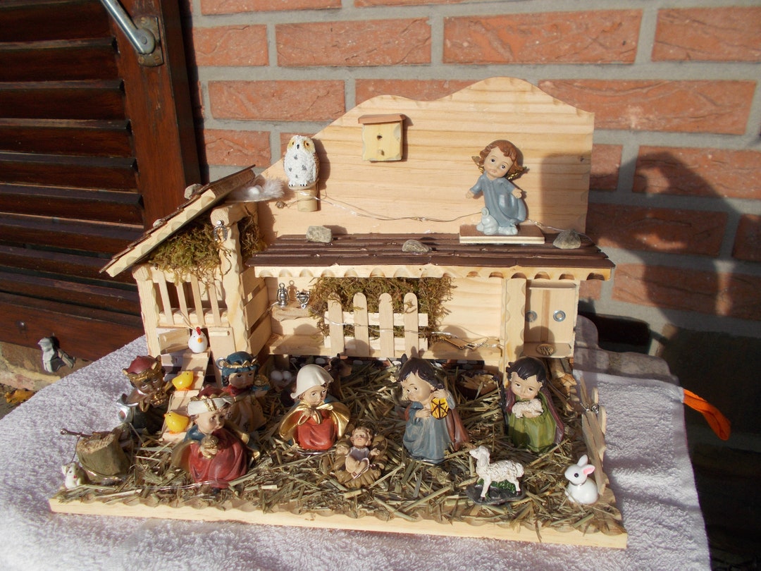 Crèche de Noël artisanale en bois F22 - Etsy France