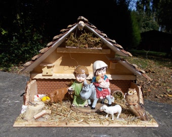 Handmade Christmas nativity scene in wood: Nativity set F15