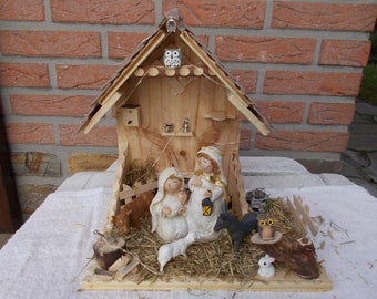 Handmade Christmas nativity scene in wood: Nativity set F36