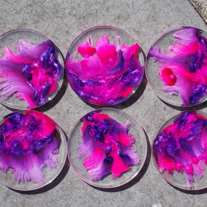 Set de 6 sous-verres rose et mauve en résine cristal resin petri dish coaster image 9