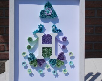 Cadre alphabet en quilling: Lettre H