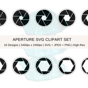 Ouverture SVG ClipArt, Image vectorielle de photographie, clipart obturateur d'appareil photo, f/stop, téléchargement immédiat, vecteur isolé, usage Commercial, PNG, JPEG