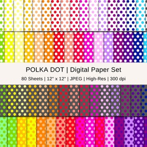 Rainbow Polka Dot Digital Paper Pack: Scrapbook Backgrounds (Digital Download)