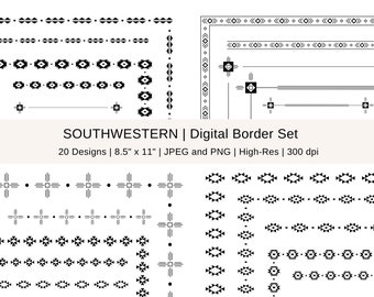 Southwestern Digital Borders: Azteekse geometrische frames (digitale download)