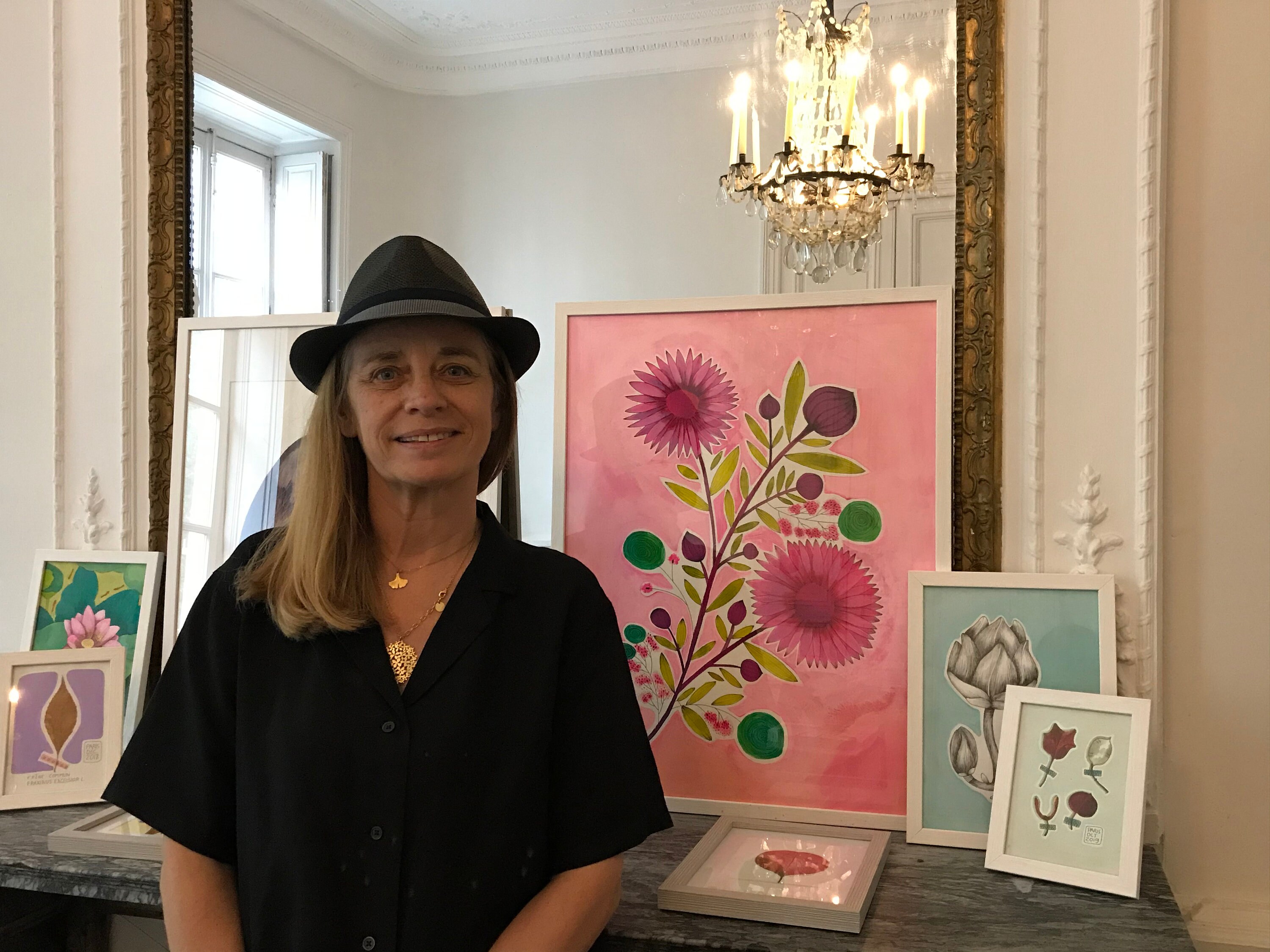 Illustration Fleurs - Encre Aquarelle et Acrylique Art Cadre Décoration Chambre Paris Japon Minimali