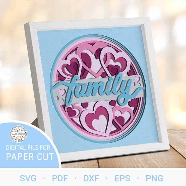 FAMILY Svg Files for Cricut Designs and Multilayer Svg File, Family Shadow Box Svg and Layered Light Box Template for Silhouette | #107 FAMILY Svg Files for Cricut Designs and Multilayer Svg File, Family Shadow Box Svg and Layered Light Box Template for Silhouette | #107