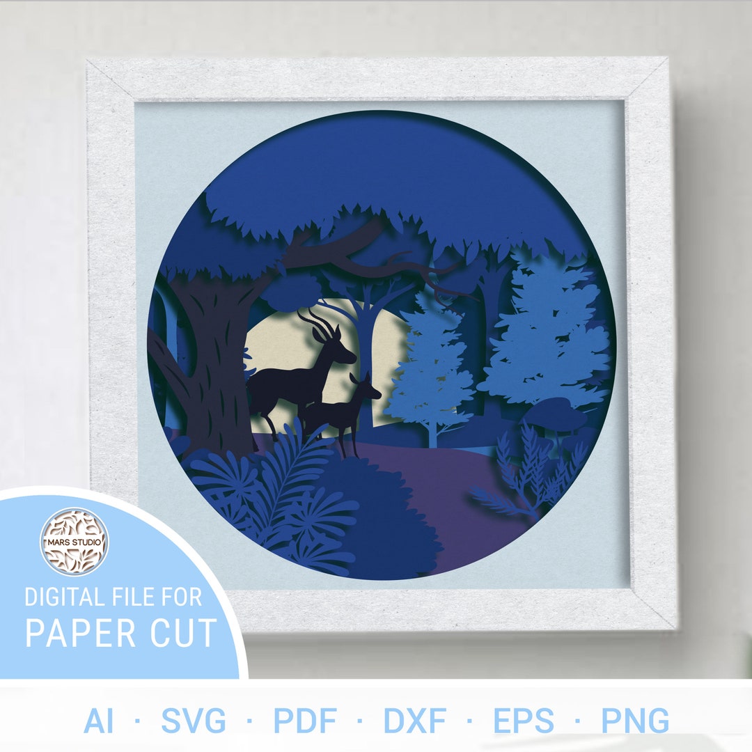 Shadow Box Svg Cricut Forest Svg Cricut Silhouette and Layered Etsy