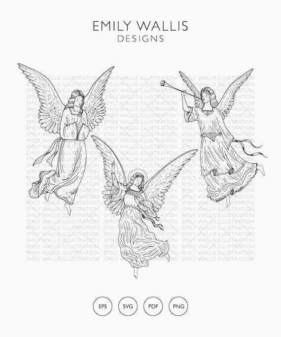 Download Angel Clipart Angel Svg 3 Christmas Png Designs Commercial Etsy