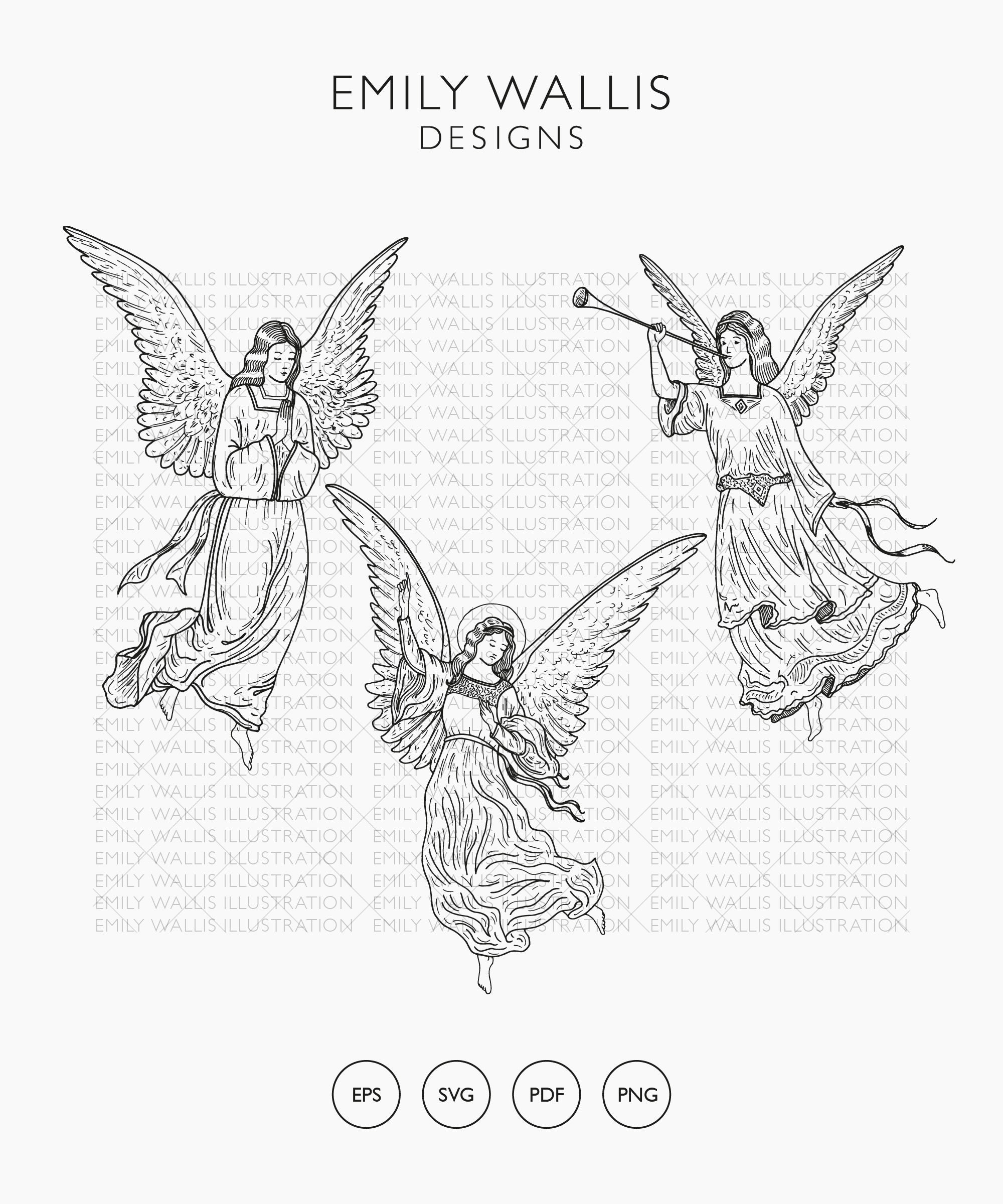 Black And White Angel Clip Art 89 - q9z0acw