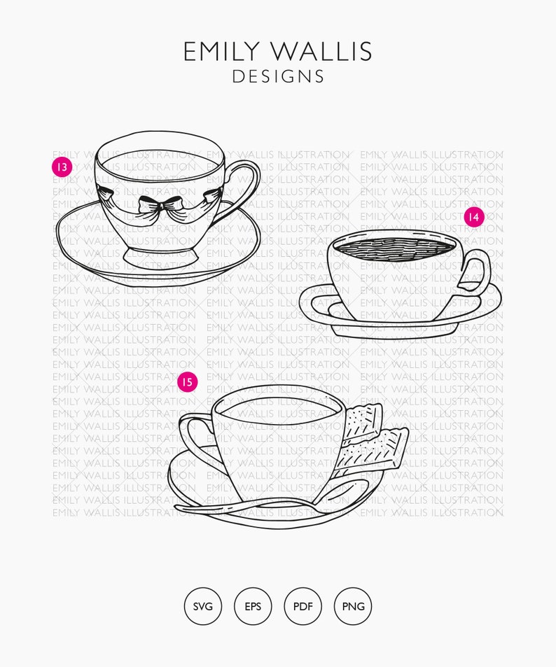 Download Coffee Mug Eps Vectors Teacup Svg Files X 15 Hand Drawn Illustrated Teacup And Saucer Png Files Vector Cup Illustrations Tea Cup Clipart Clip Art Art Collectibles Silmic Com