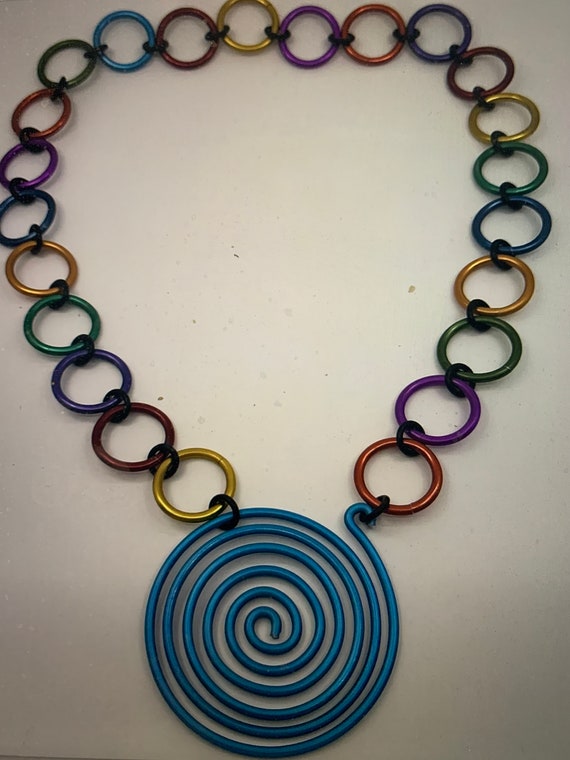 Rare Vtg Modernist David Spada Anodized Aluminuim Necklace 1980 s Etsy