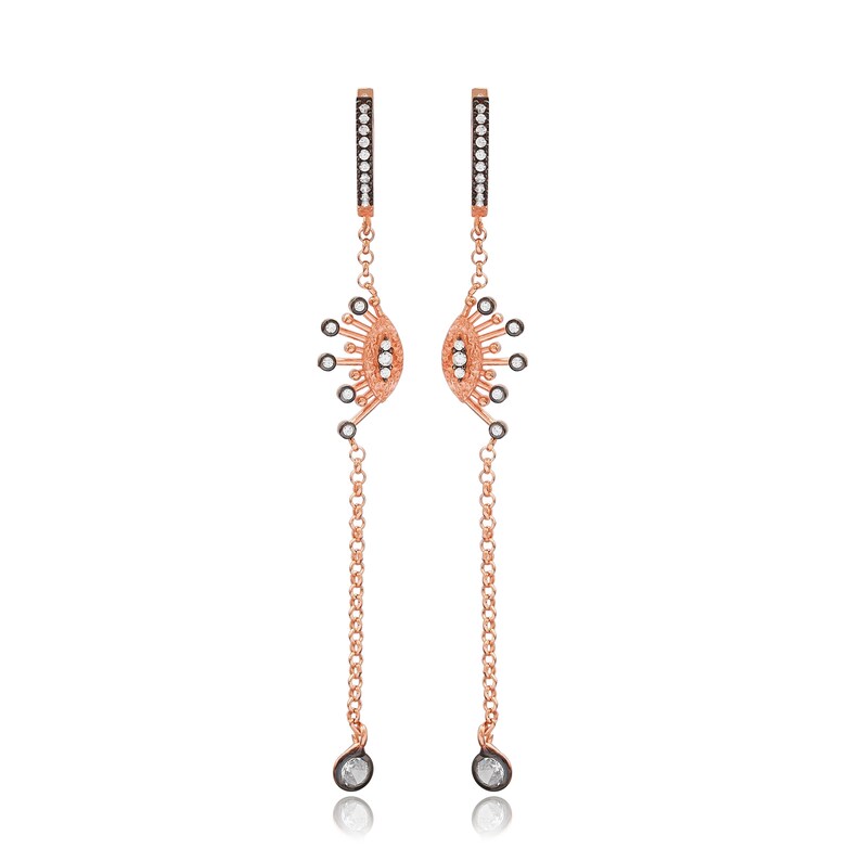 Trendy Zircon Stone Design Turkish Handmade 925 Silver Sterling Long Earrings-EAR-3480-EAR-3494