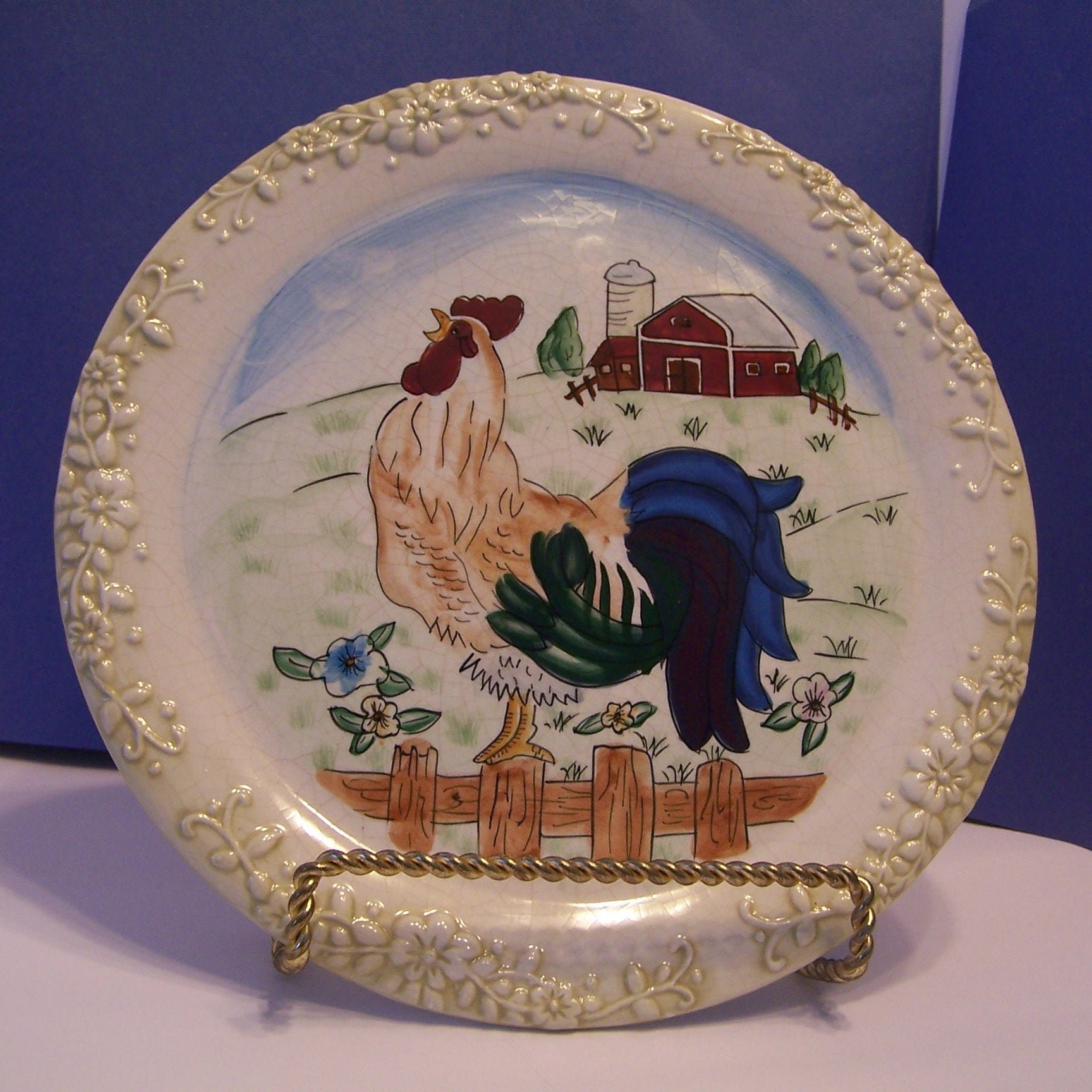 Farm House Decorative ceramic Plate Barn Yard with rooster Etsy