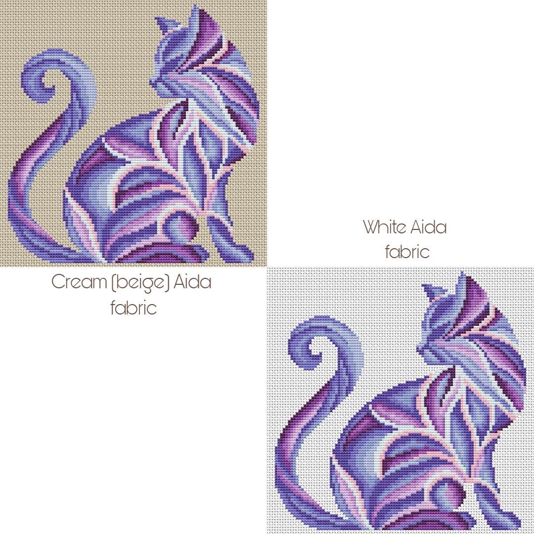 Abstract Cat Pattern Abstract Cat Cross Stitch Pattern Printed | Modern Animal Embroidery ...