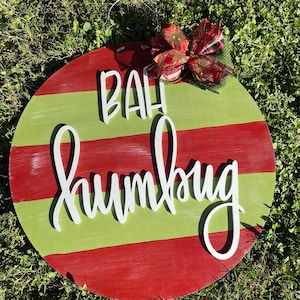 Christmas Door Hanger /Bah Humbug/ Christmas decor