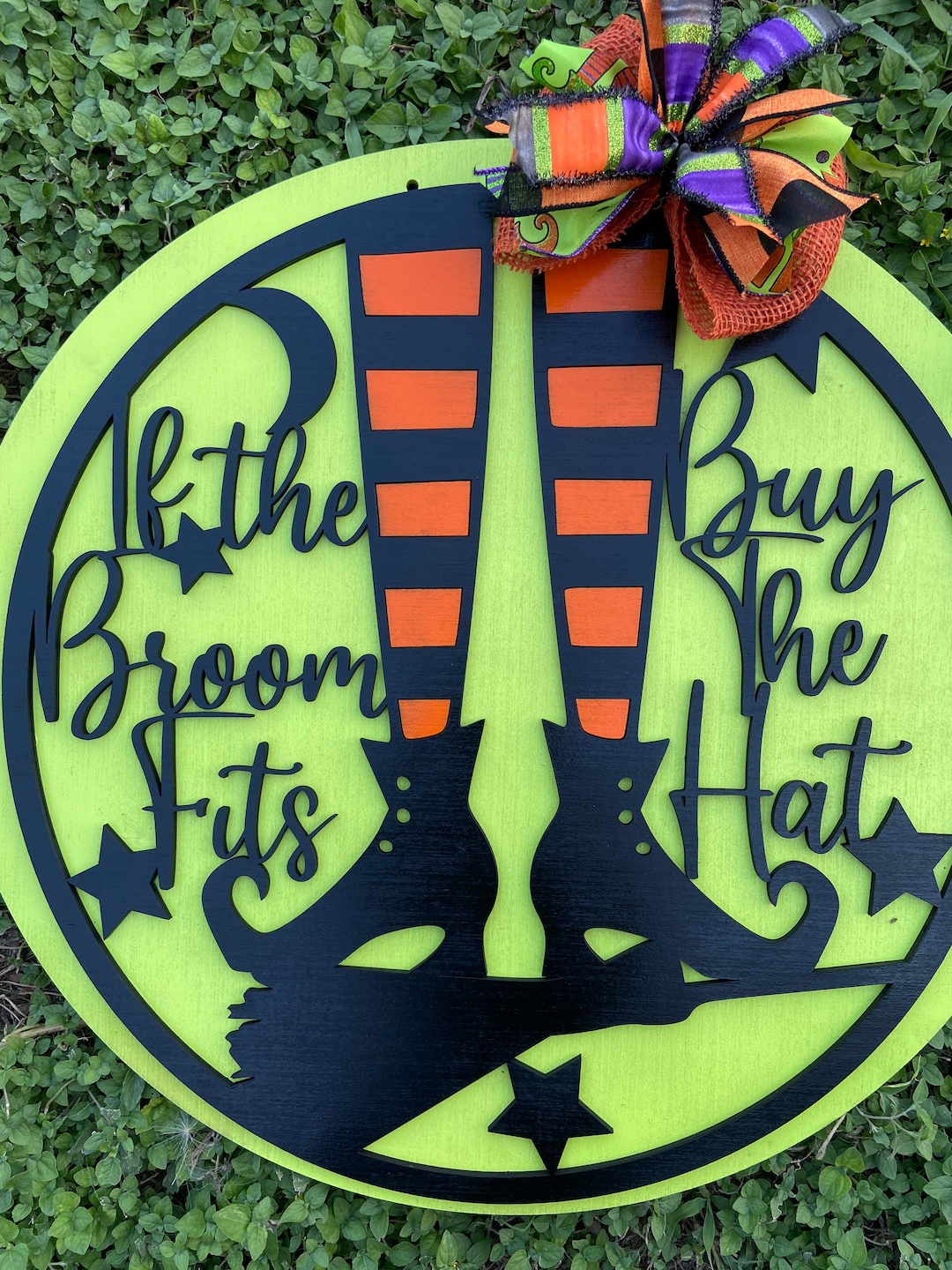 Halloween Door Hanger Witch Door Hanger If the Broom Fits - Etsy