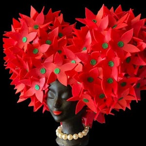 Foamwig / foampruik RED FLOWERS ETSY0321