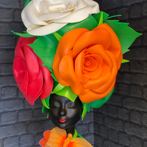 Headpiece made of foam, multi color roses