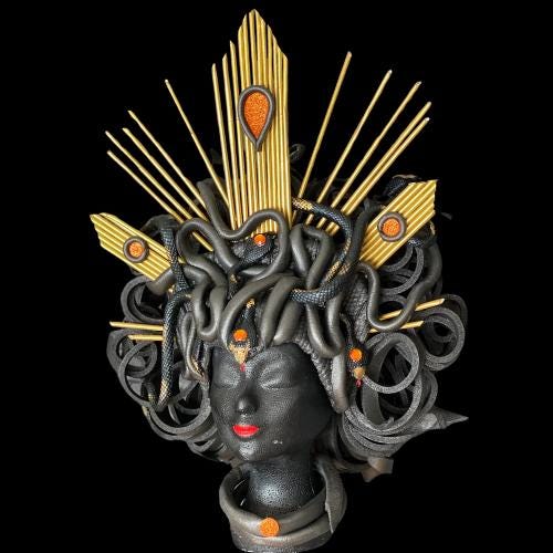 medusa headpiece with moving snakes
