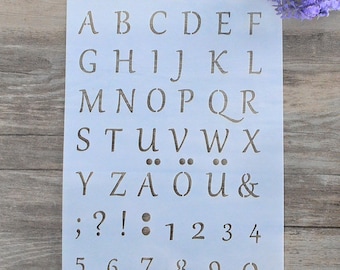 Bullet Journal Schablone - Alphabet Schablone - Serifenlose Buchstaben Schablone - Planer Schablone - 10210-A