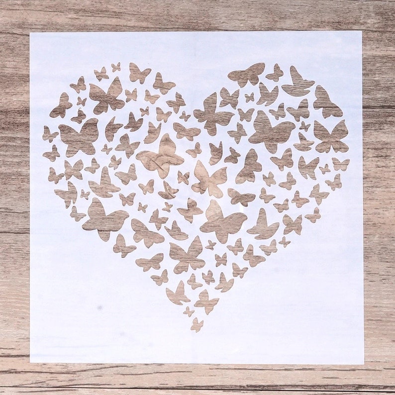 Butterfly Heart Stencil Airbrush Template Heart Template Etsy