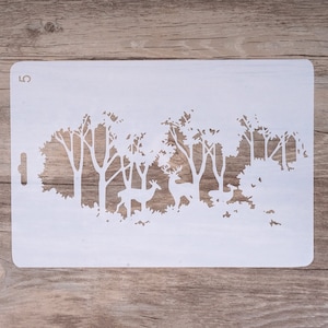 Foresta dei cervi Stencil - Stencil pittura - Stencil decorazione fai da te - Stencil scrapbooking - Stencil muro (22310-A)