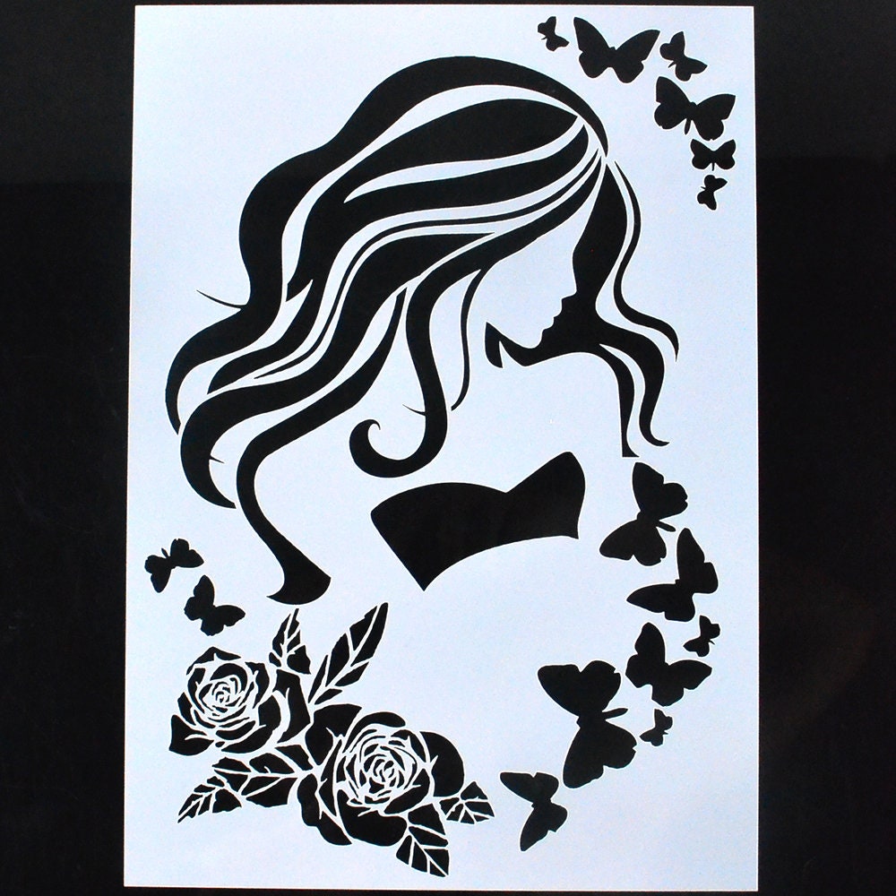 Girl Stencil Scrapbooking Stencil Craft Stencil Painting Etsy