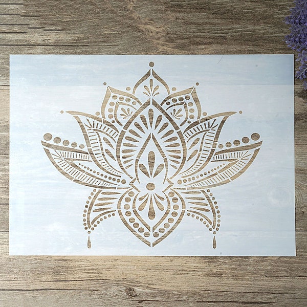 Lotus Schablone - Mandala Schablone - DIY Scrapbooking - Wandschablone - Dekor Schablone (22810)