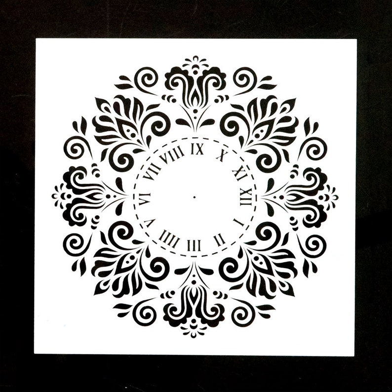 Ornament Clock Stencil DIY Decor Stencil Wall Stencil Etsy