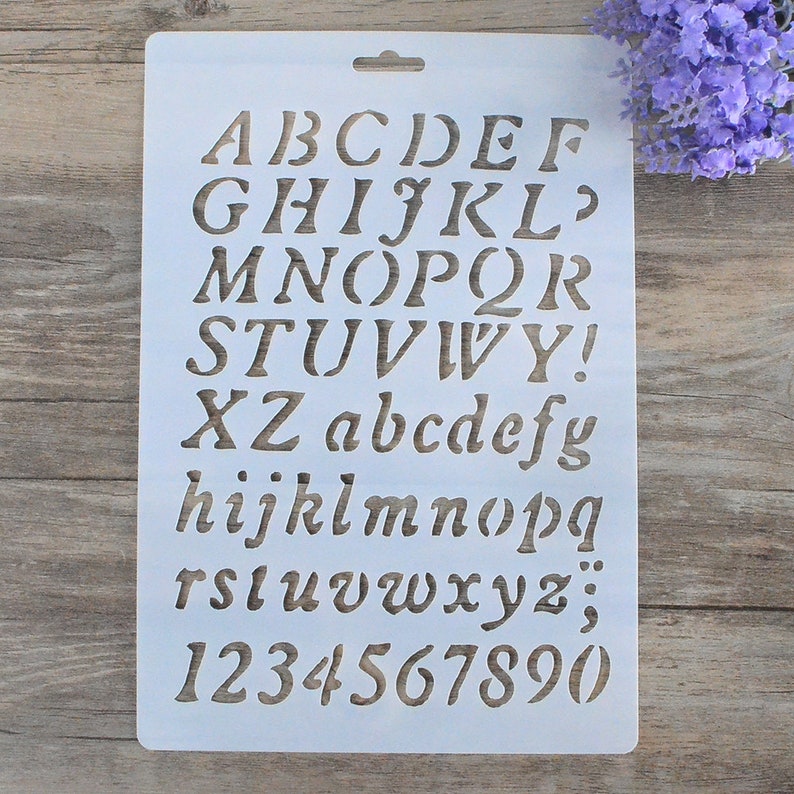 Alphabet Stencil Script Letter Stencil Script Letter Stencil Etsy