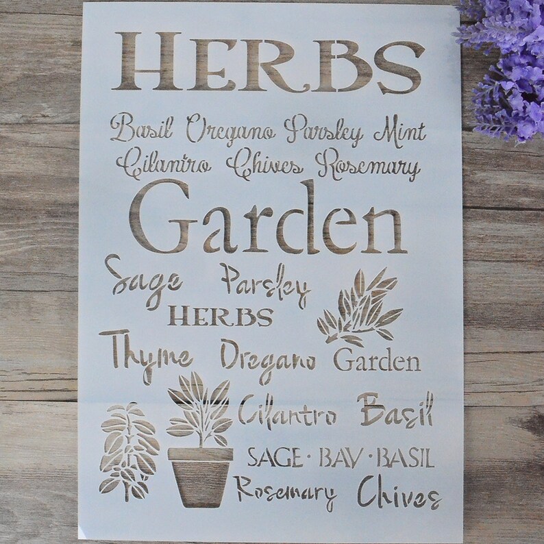 Herbs Garden Stencil Word Stencil DIY Decor Stencil Etsy UK