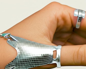 Anillo férula ajustable para el pulgar: soporte ortopédico plateado para la artritis.